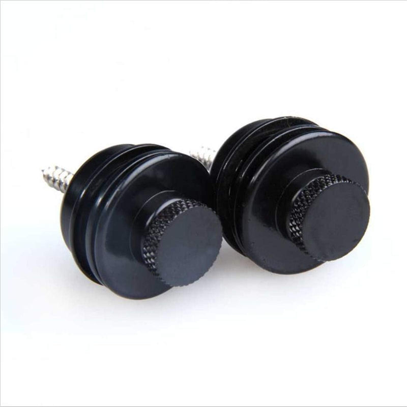 Miwayer Guitar Strap Locks Flat Round Head Heavy Duty Metal Button Security Straplock, Dual Design Strap Retainer System 2PCS with 2 Rubber Block for Electric Acoustic Guitar,ukulele 1 Pair Black