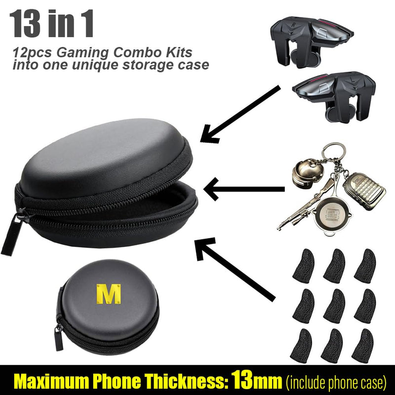 13 in 1 PUBG Mobile Triggers Combo, L2R2 4 Triggers Mobile Phone Controller for PUBG/Fortnite/Call of Duty/Rules of Survival, Aim & Fire Trigger for iPhone & Android Phones