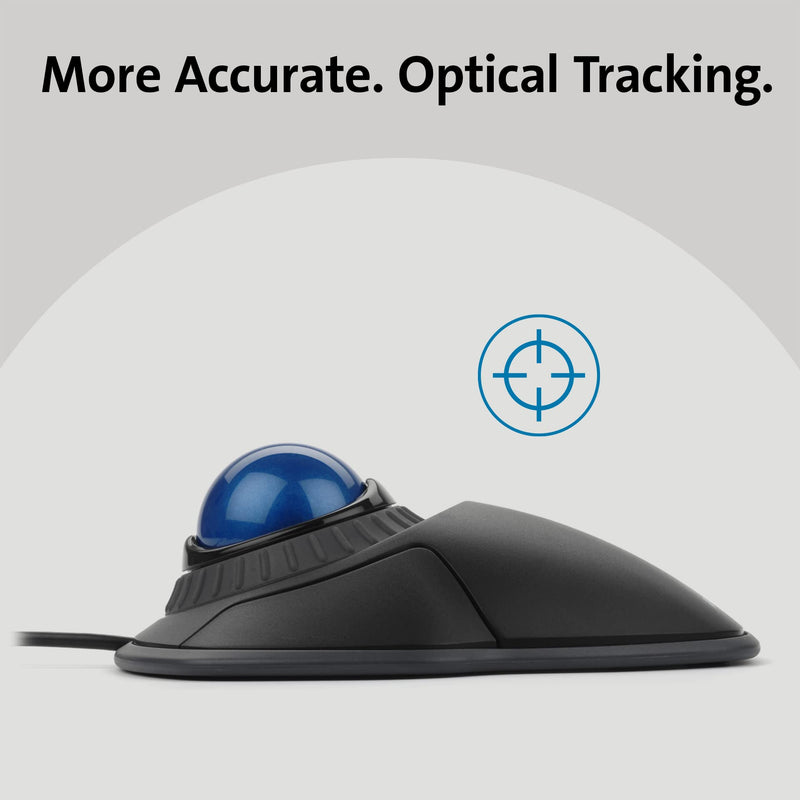 Kensington Orbit Trackball Mouse with Scroll Ring (K72337US), 4 1/2X5 1/2X2" Black-Blue wired usb