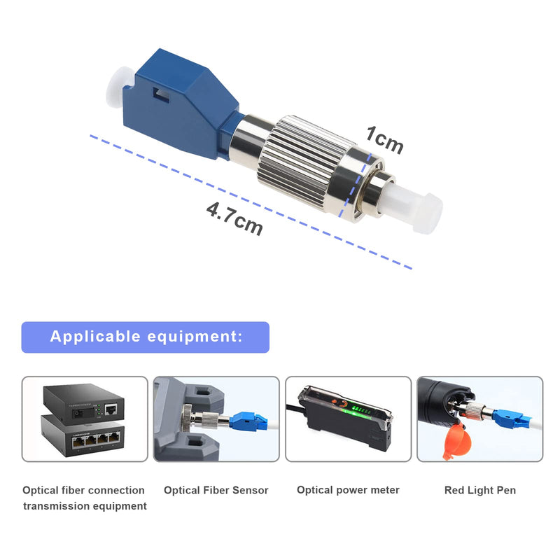 Be In Your Mind 4 Pieces Visual Error Locator Adapter Single Mode Fiber Optic Connector FC/UPC Male to LC/UPC Female Converter for Maintenance Optical Networks