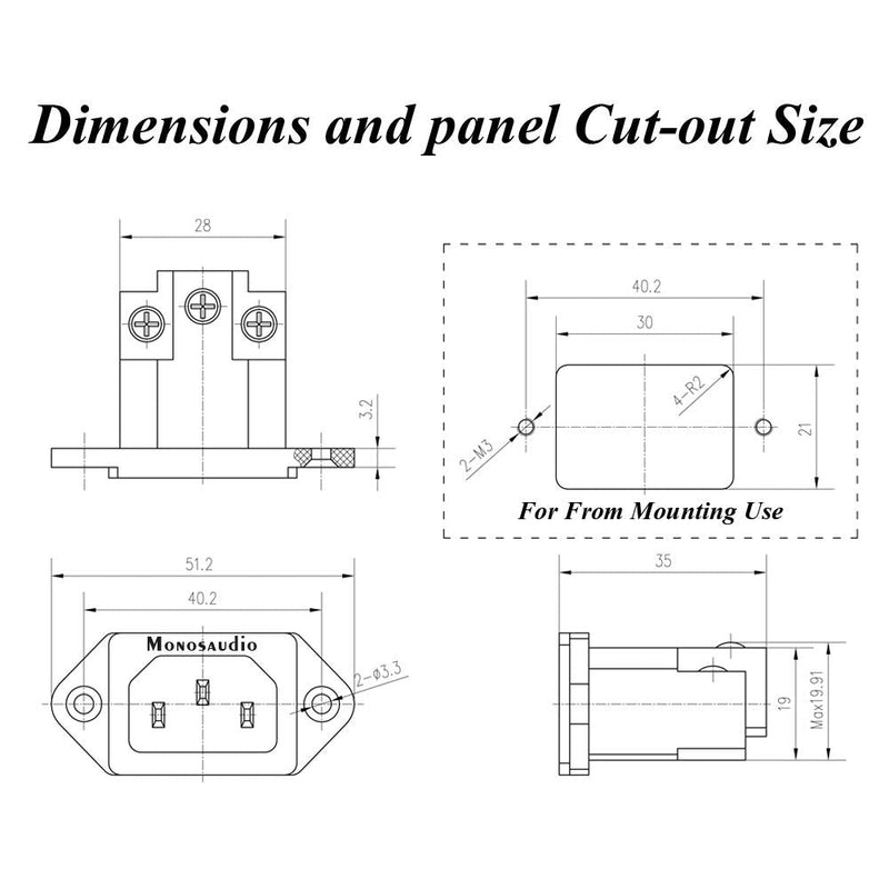 Monosaudio IC71(C) High End IEC Connector Pure Copper Conductor IEC Socket 10A 250V AC IEC C14 Plate Mounting IEC IEC Socket brown
