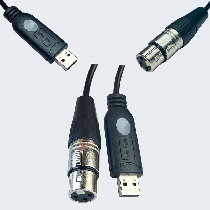 [AUSTRALIA] - USB DMX-512 Adapter/Dongle Female XLR 3 Pin for Control Stage Lighting Equipment with Freestyler (3.3ft) 3.3ft 