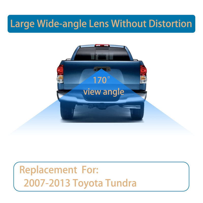 Backup Camera Tailgate Handle, Compatible with Toyota Tundra 2007-2013 | With Key-Hole, with 170° Rear Viewing Angle, Waterproof, Rear View Camera, Back up Camera, Reverse Camera Black