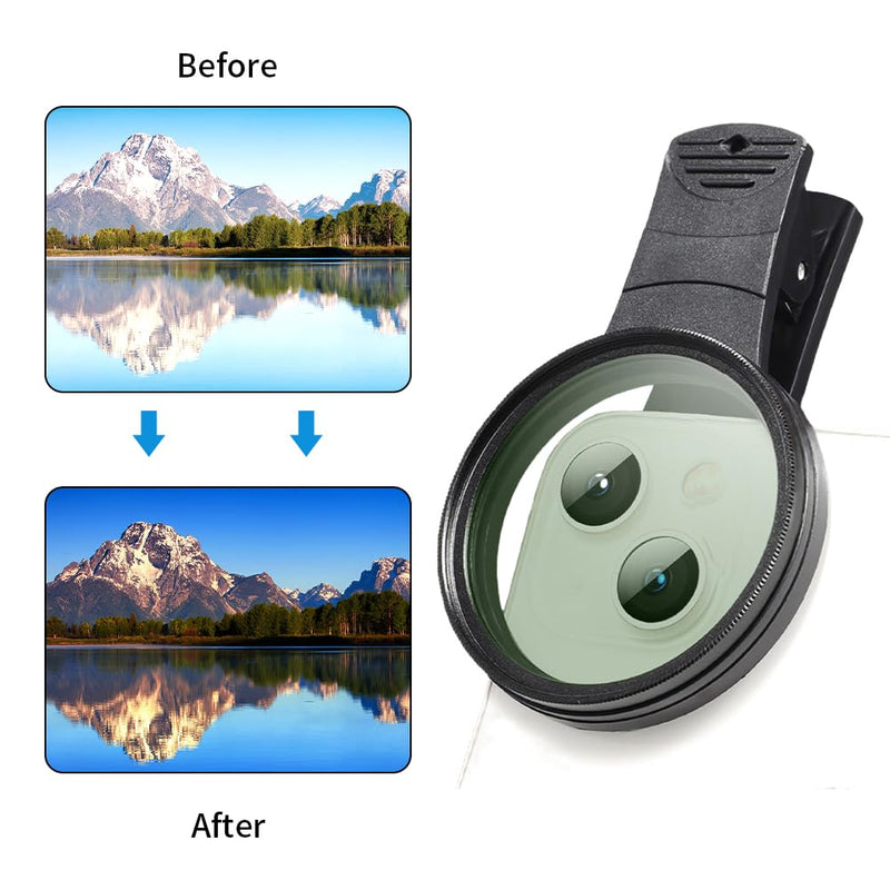 [AUSTRALIA] - 52mm Clip-on CPL Phone Camera Lens Filter, Phone Lens Filter Kit, Universal CPL Filter Compatible with iPhoneSamsung/Android Smartphones(Size:52mm) 52mm 