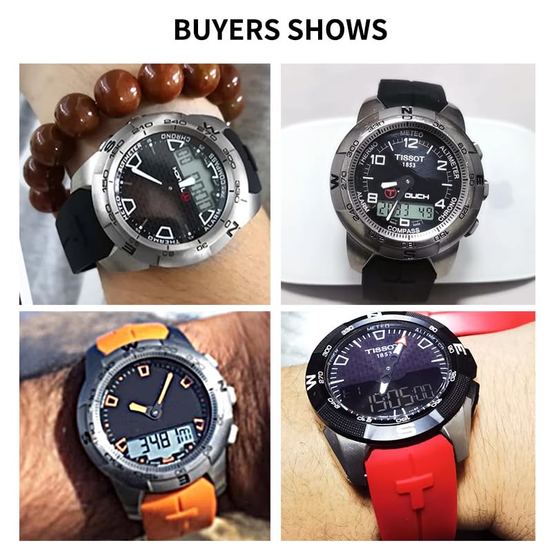 21mm Silicone Watch Band Compatible with Tissot T-Touch T091 T013420A-21mm Rubber Watch Strap for T013 T047 with Stainless Steel Buckle