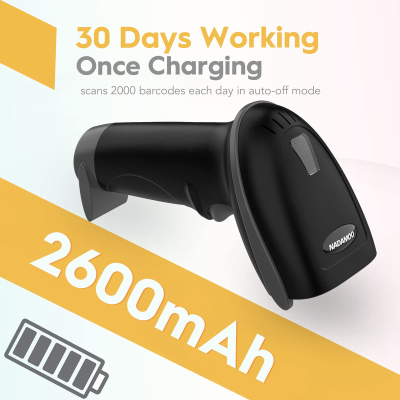 [AUSTRALIA] - NADAMOO Wireless Barcode Scanner 328 Feet Transmission Distance USB Cordless 1D Laser Automatic Barcode Reader Handhold Bar Code Scanner with USB Receiver for Store, Supermarket, Warehouse - Black 