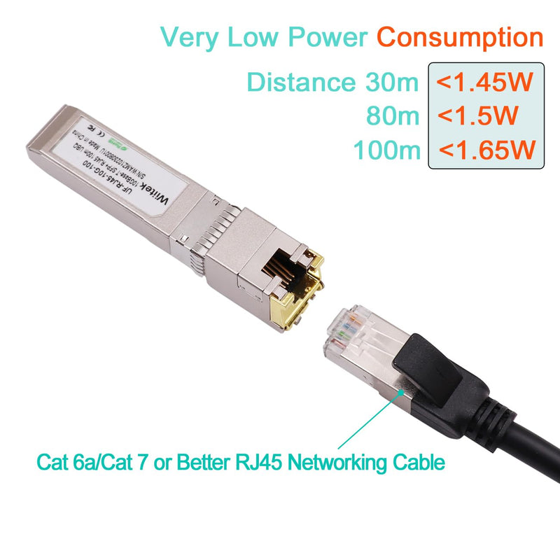 100 Meters, 10Gb SFP+ to RJ45 Modules, 1G/2.5G/5G/10GBase-T Ethernet Copper to SFP+ Transceiver for Ubiquiti UF-RJ45-10G, Plugin 10Gb SFP+ Port, Very Low Power Consumption 100m (10Gbps)