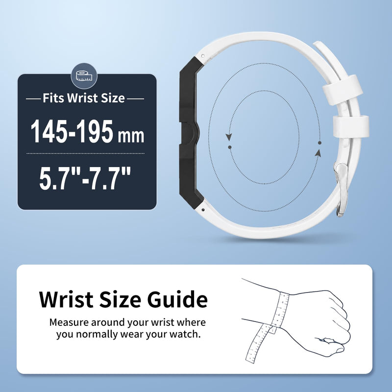 Luxury Aluminum Case Band Mod Kit Compatible with AP Swatch Royal Pop for Men Women, Lightweight Shockproof Aluminum Bumper Case with Sport Silicone Replacement Strap Black White(At 3 o'clock)