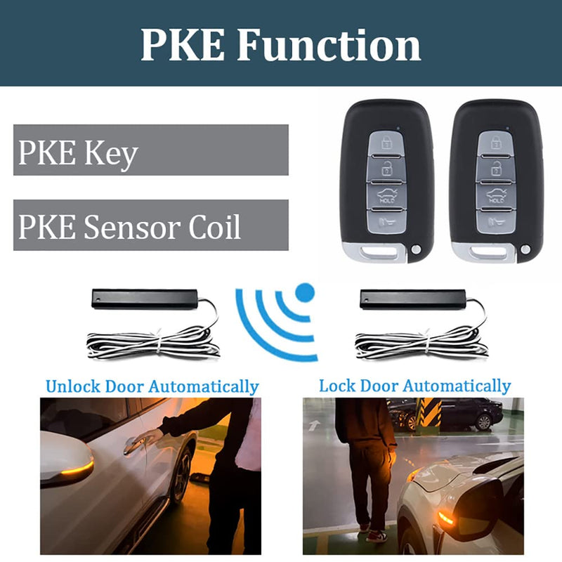 Car Keyless Entry System PKE Mode Remote Control Intelligent Alarm System Central Locking Engine Start and Stop Button Universal for 12V Cars