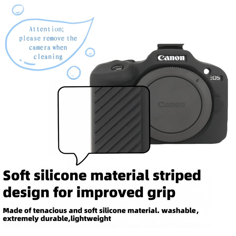 Case for Canon EOS R100 Camera, EOS R100 Accessories (Black) | Soft Silicone Shockproof Protective Cover with Anti-Scratch & Non-Slip Grip, Includes 2 Screen Protectors + 1 Wrist Strap Black