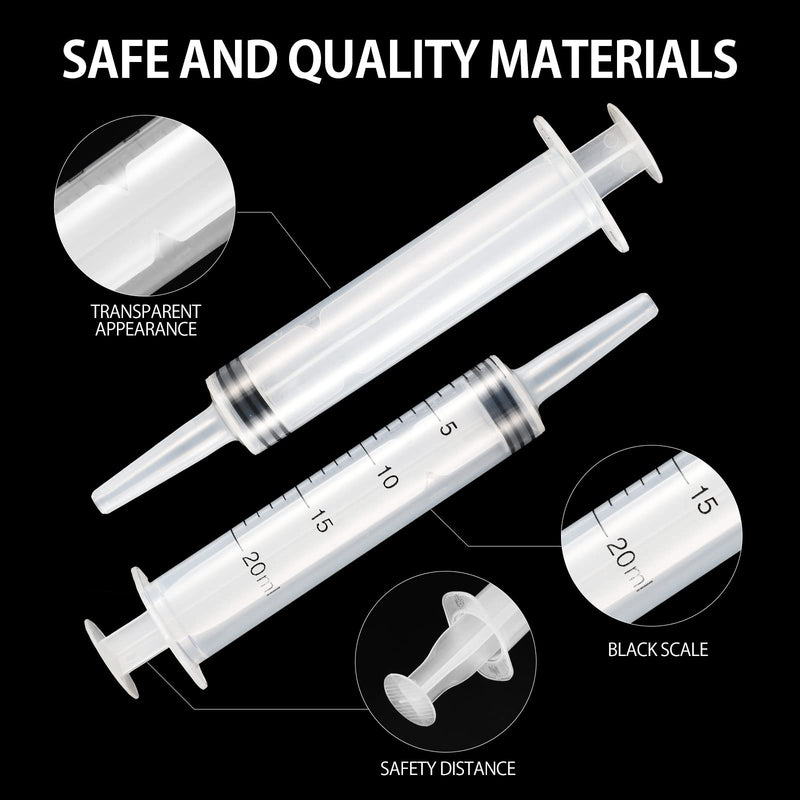 Syringes 20 ml, Pack of 5 Plastic Syringes Plastic Syringes Reusable Measuring Syringes for Scientific Laboratory Adhesive Applicator Experiments Use, Transparent