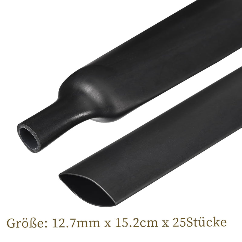 CYIWPH Double Wall Black Heat Shrink Tube 3.8 m 12.7 mm (Diameter) 3:1, Each 15.2 cm Long, 25 Pieces Marine Grade Heat Shrink Tubing with Adhesive Lined, Waterproof, UL Certificate 12.7mm 15.2 cm lengths x 25 pieces