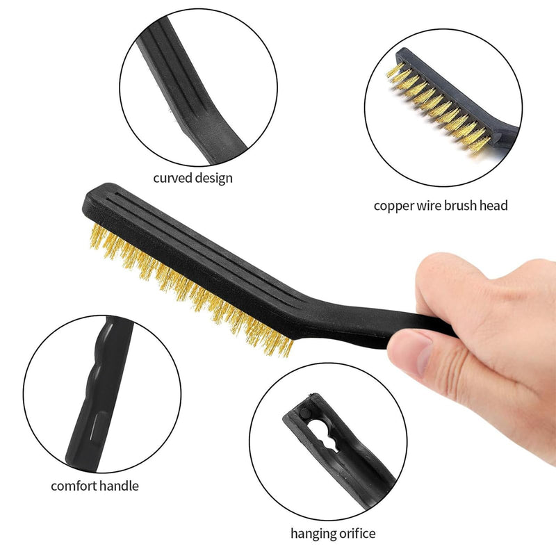Hand Wire Brush Set, 9 Pieces, 3 x Nylon Brushes, 3 x Stainless Steel Brushes, 3 x Brass Wire Brushes, for Removing Stubborn Residues, Rust, Cleaning Grill, Rust, Oil Stains, Painting, Dust
