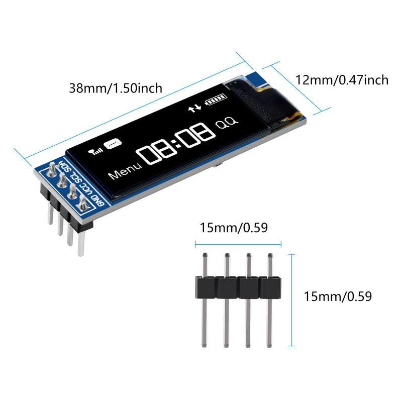 APKLVSR 3pcs 0.91 Inch I2C Display Module, IIC I2C Display OLED Display Module 128 x 32 3.3 V/5 V for Arduino and Other Microcontrollers (White)