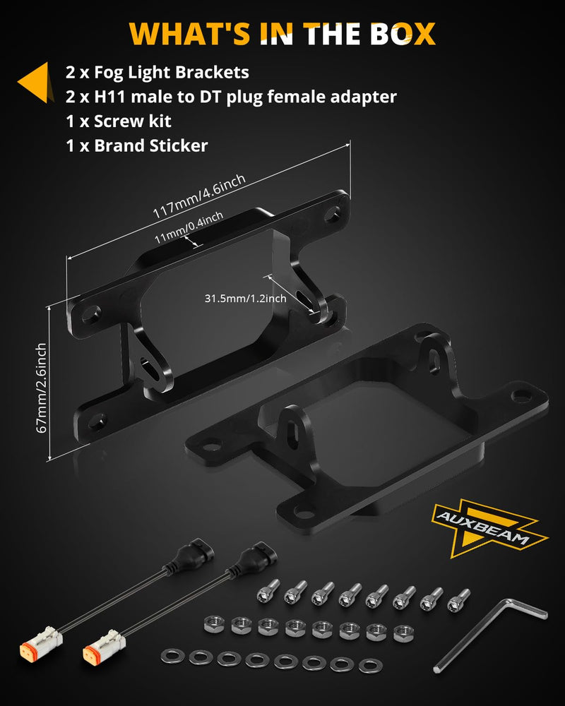 [AUSTRALIA] - Auxbeam Color Play Series Fog Light Mounting Brackets for Ford Honda Nissan Subaru Acura, Off Road Lights Mounting Kit, Pair, (Lights Not Included) Color Play 3" Brackets ZD000871 