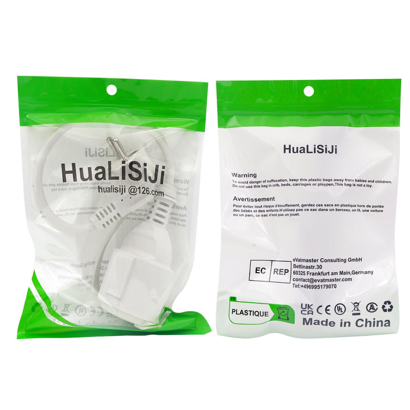 [AUSTRALIA] - HuaLiSiJi Schuko Extension Short 90 Degree Protective Contact Extension Cable 16 A / 250 V Short Cable 2 AC for IP44 Socket for Outdoor or Indoor Use, Home, Office (White, 0.5 m) 0.5m White 