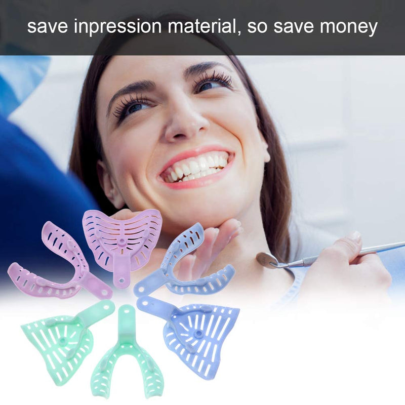 6pcs Mixed Colour Plastic Dental Impression Spoon Dental Impression Tray Bite Spoon Material Holder