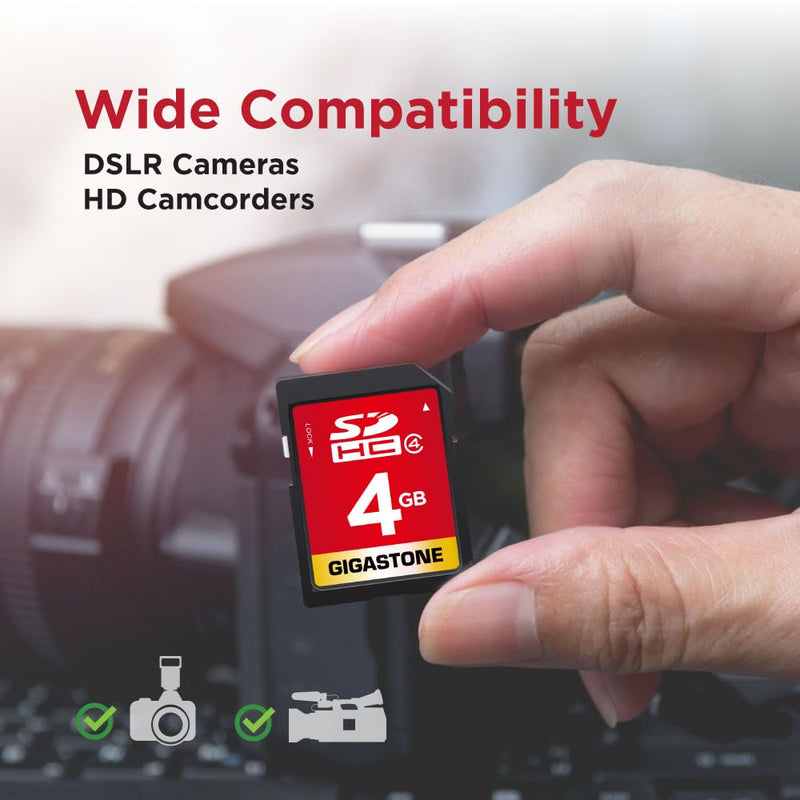 Gigastone 4GB SD Card 2 Pack SDHC Class 4 Memory Card for Photo Video Music Voice File DSLR Camera DSC Camcorder Recorder Playback PC Mac POS 2pcs in Pack (Pack of 2), with 2 Mini Cases SD 4GB 2-Pack