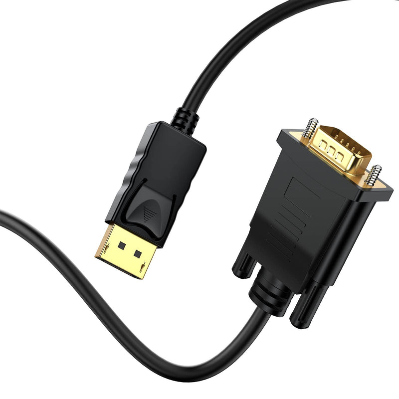 DisplayPort to VGA Cable 10 FT, 2-Pack Display Port DP to VGA Adapter Cord Male to Male HD Video 1080P for Computer, Monitor, TV, Projector