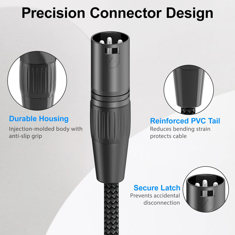 HOSONGIN Right Angle XLR Cable, Adjustable-Angle Female to Straight Male 1FT, 90 Degree Mic Cord for Mixer, Studio, Podcast - 2 Pack