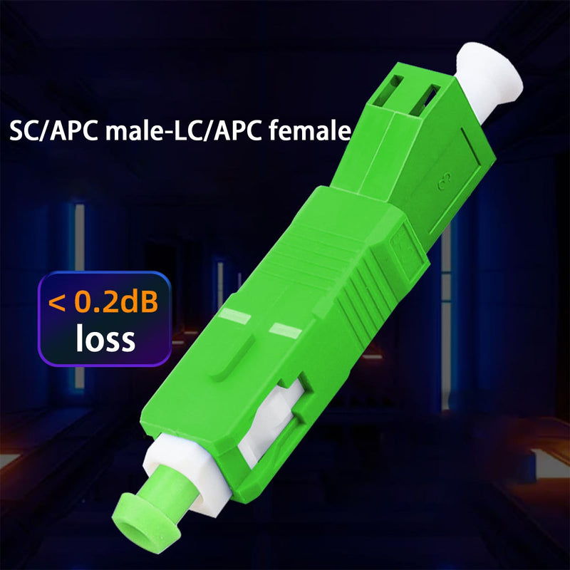 Pack of 2 Fibre Optic Coupling, LC/APC Female to SC/APC Male, SC Male-LC Female, Singlemode Fibre Optic Adapter, Hybrid Fibre Adapter Plug, for Connecting Fibre Optic Communication Devices