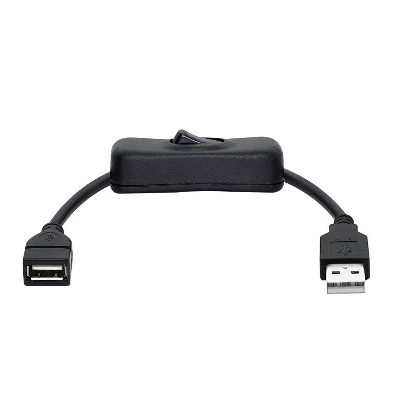 PNGKNYOCN 20cm Male to Female USB Cable with On/Off Switch, for USB Fan, LED Desk Lamp and Other Computer Peripheral Low-Power Electrical Devices(2-Pack）