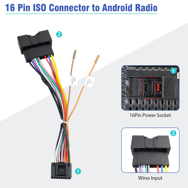 24Pin Radio Wiring Harness Compatible with Ford F150/250/350/450/550 Explorer Fusion Focus Mustang Transit Fiesta, 16Pin Car Stereo Wire Adapter+Butt Connector