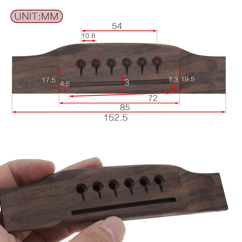 [AUSTRALIA] - 6 String Acoustic Guitar Bridge Bone Bridge Saddle and Nut, Rosewood Acoustic Guitar Bridge Pins with Bridge Pin Puller Remover, Acoustic Guitar Bridge Replacement Parts 