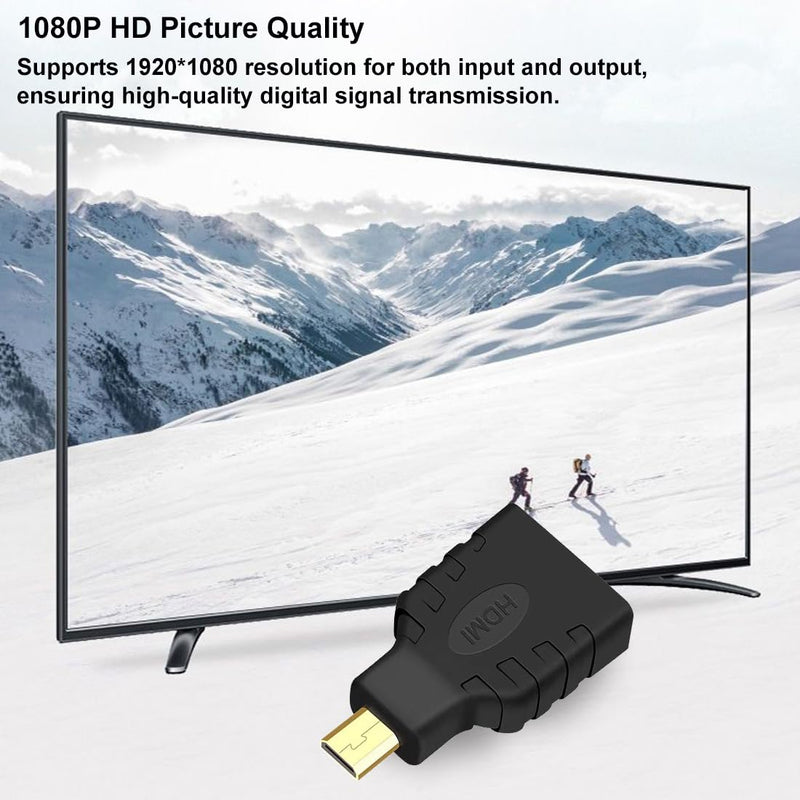 RIIPOO Micro HDMI to HDMI Adapter, Micro HDMI Male to HDMI Female, 4K@60Hz HDR 3D Dolby 18Gbps, Compatible for Nikon Zfc, GoPro Hero, Raspberry Pi 4, Sony A6000 and Other Action Camera