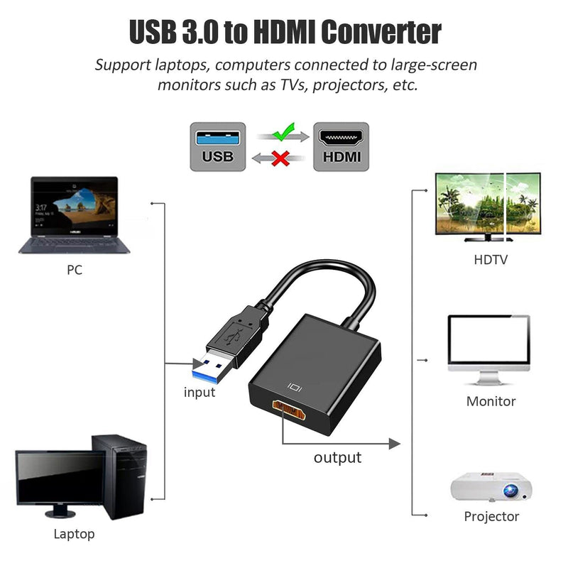 [AUSTRALIA] - USB to HDMI Adapter, USB 3.0 to HDMI 1080P Video Audio Converter Connect PC, Laptop to Monitor, Support Windows XP 7/8/8.1/10 