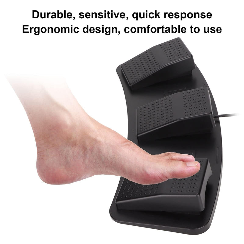 USB Triple Foot Switch Pedal, PC Foot Pedal Programmable Multifunctional Ergonomic Triple Gaming Foot Pedal for Video Game Office Equipment Contr