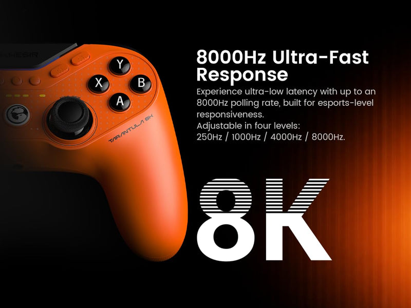 GameSir Tarantula 8K PC Wired Esports Controller for Windows | 8000hz Polling Rate, Gen-2 TMR Sticks, Hall Effect Triggers, 9 Remappable Macro Buttons, Six-Axis Gyroscope, RGB Lighting
