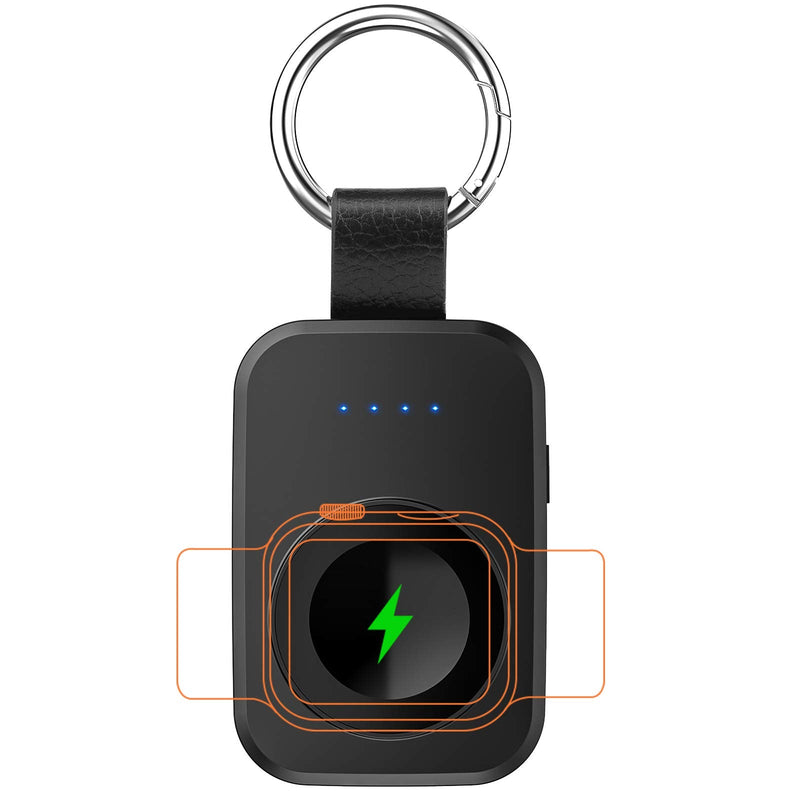 i.VALUX Portable Wireless Charger for Apple Watch, Pink and Black Keychain Extra Battery Travel Charger with USB Cable Compatible with Watch Series 8 7 6 5 4 3 2