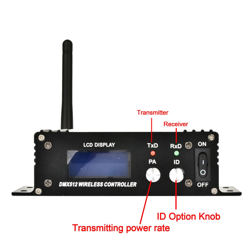 Tiandirenhe DMX 512 Controller, 2.4G Wireless Transmitter Receiver, LCD Display Power Adjustable Repeater Lighting Dimmer Controller for DJ Light Party Disco KTV Bars