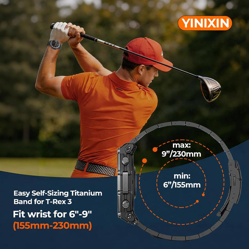 22mm Titanium Metal Band Strap for Amazfit T-Rex 3 for Men | 40% Lighter Than Stainless Steel,Lightweight Hypoallergenic,Fit 6.1" to 8.9" wrists,Fold-Over Clasp,Adjustment Tool Included black orange 22mm