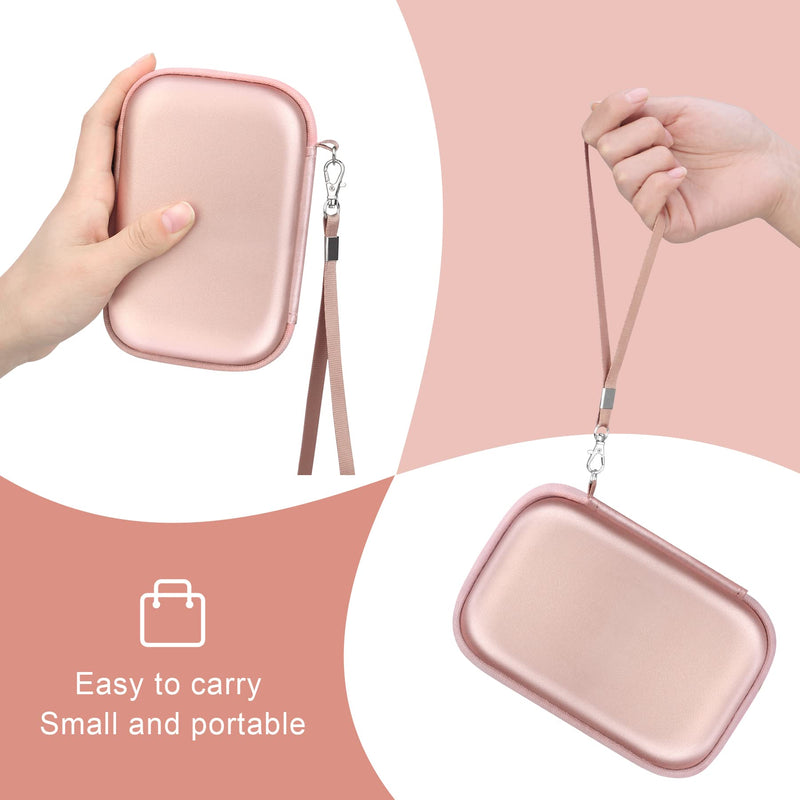 Canboc Hard Drive Carrying Case Compatible with Western Digital Elements WD My Passport, Canvio Basics, Seagate Backup Plus Slim 1TB 2TB 3TB 4TB External Hard Drive USB 3.0 Portable HDD, Rose Gold