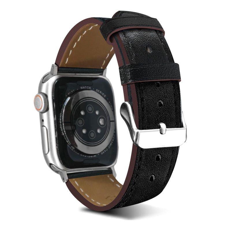 Premium Italy Leather Bands Compatible with Apple Watch Band 40/38/41/42/44/45/46/49mm, Soft Leather Watch Replacement Band for Watch Series Ultra SE 10 9 8 7 6 5 4 3 2 1 for Women Men(Pack Of 2)