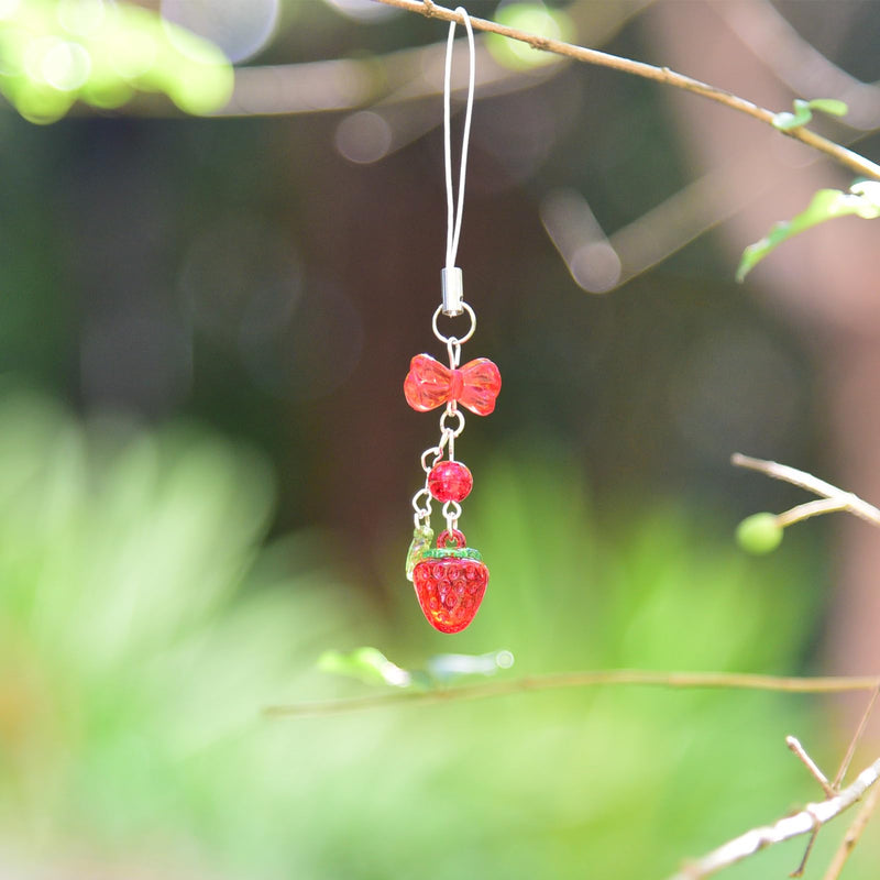 Cute Strawberry Cherry Phone Charm Delicate Y2K Kpop Aesthetic Charm For Phone Bag Keychain Airpods Camera Pendants Decor red strawberry