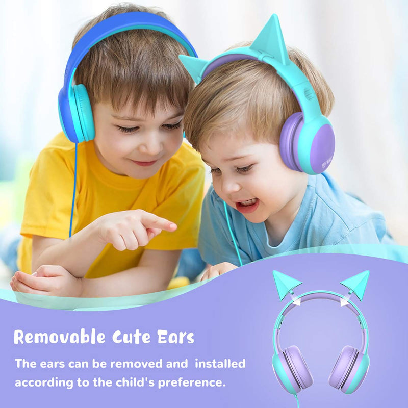 gorsun Kids Headphones with Limited Volume, Children's Headphone Over Ear, Toddler Headphones for Boys and Girls, Wired Headset Earphones for Children Purple