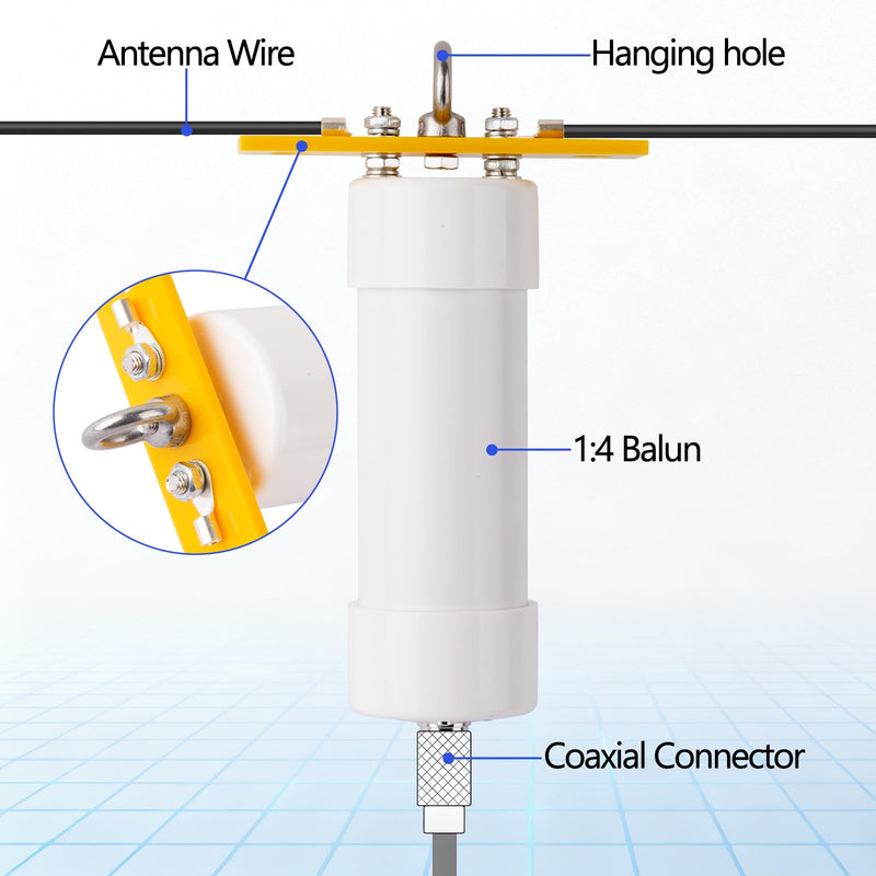 [AUSTRALIA] - 1:4 Balun Antenna 1-56MHz 200W HF Balun DIY Waterproof 50Ω‑200Ω for Winton Shortwave Antenna HAM Radio white 1:4 
