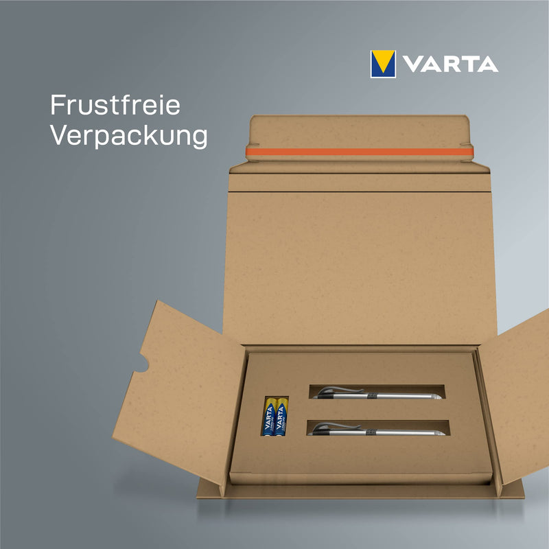 VARTA 2 x Diagnostic Light LED Double Pack Including 1x AAA Battery, Pen Light, Pupil Light, Extremely Slim and Lightweight Pen Torch, Torch, for Hospital, Doctor's Practice, Silver Diagnostikleuchte LED 2er Pack