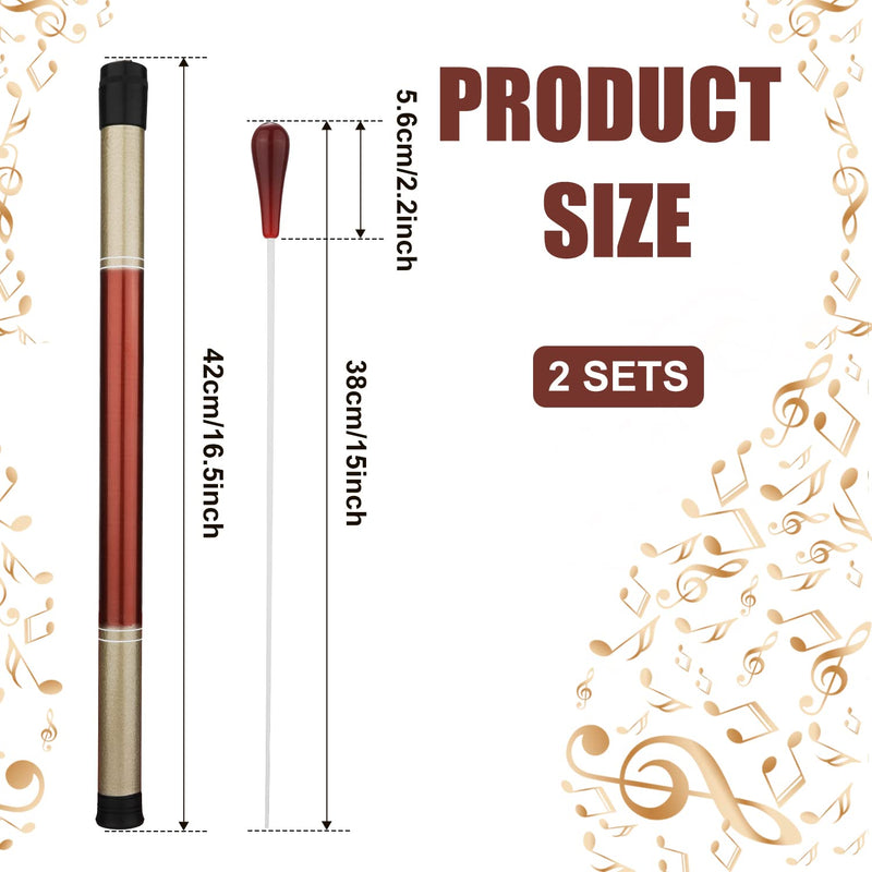 2 Sets Music Conductor Batons with Dulcimer Cylinders, Orchestra Baton Conducting Baton Orchestra Conductor Baton for Orchestra Concert Theater Band
