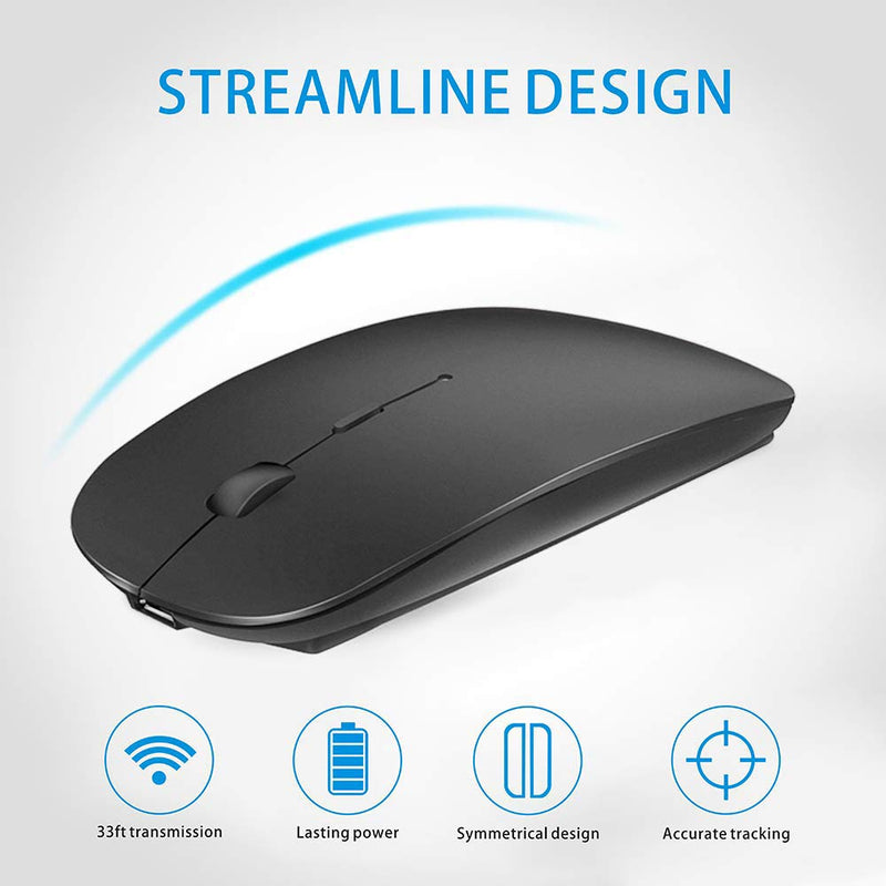 Rechargeable Bluetooth Mouse for MacBook pro/MacBook air/Laptop/iPad/iMac/pc, Wireless Mouse for MacBook pro MacBook Air/iMac/Laptop/Notebook/pc(Bluetooth Mouse/Black) Bluetooth Mouse/Black