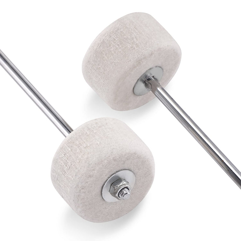 [AUSTRALIA] - Facmogu 2PCS Classic Felt Beater, White Felt Bass Drum Beater for Performance Convenient Drummer Replacement, Large Felt Beater for Drum Percussion Instrument Accessories Upgrade 1PCS 