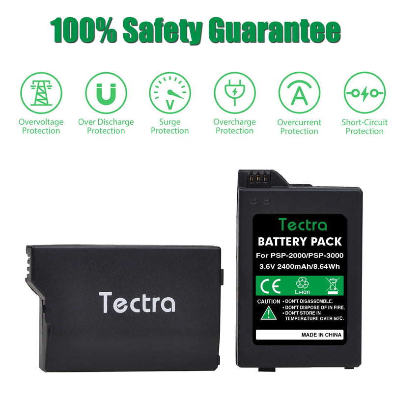 PSP 2000 Battery, 2400mAh 3.6V Rechargeable Battery Replacement for Sony PSP 3000 / PSP Slim 2000, PSP-2001, PSP-3000, PSP-3001, PSP-3002, PSP-3004, PSP-S110 Console 1 battery