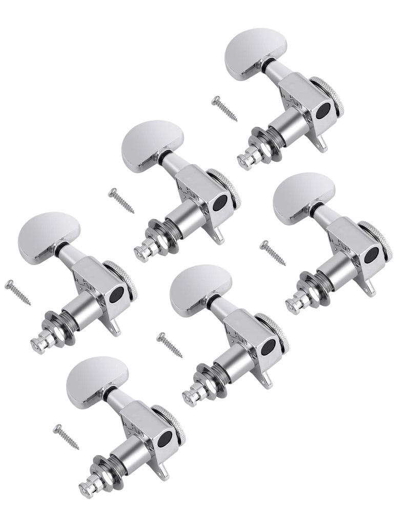 Metallor Locking Guitar String Tuning Pegs Tuning Keys Machine Heads Tuners 1:18 Gear Ratio 6 In Line for Right Handed Electric Guitar or Acoustic Guitar Parts Accessories Half Round Head Chrome.