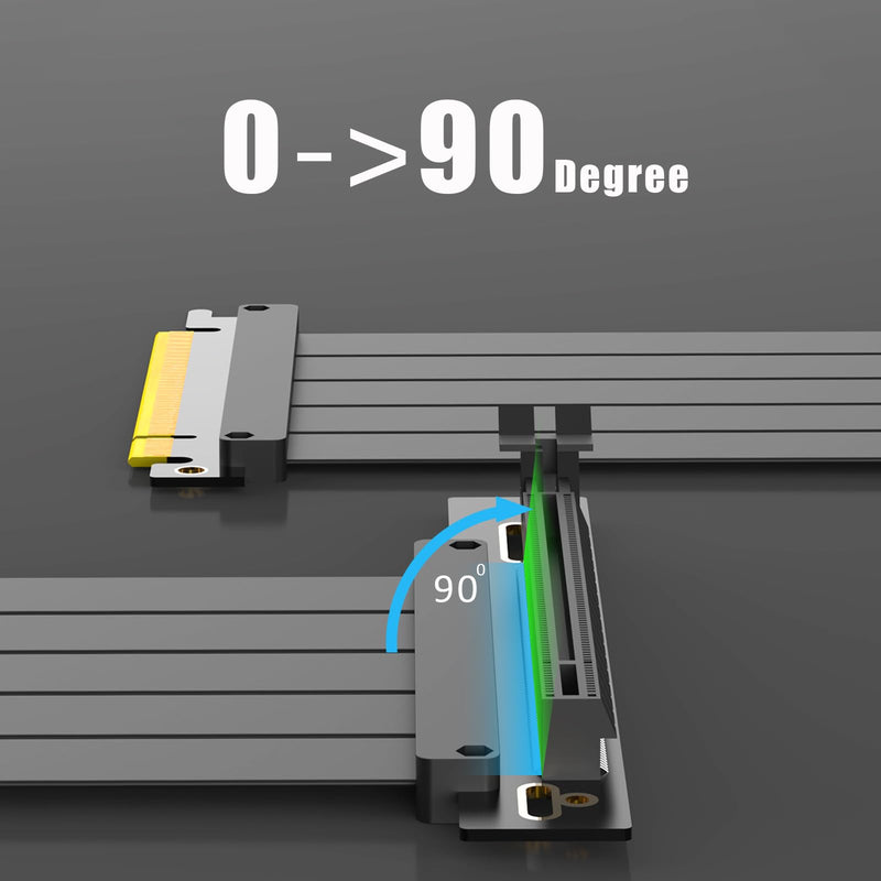 GLOTRENDS 300mm PCIe 4.0 X16 Riser Cable for PCIe 4.0/3.0 GPUs, Such as GeForce RTX 40/30 Series and AMD Radeon RX7000/RX6000 Series, etc 90 Degree Right Angle
