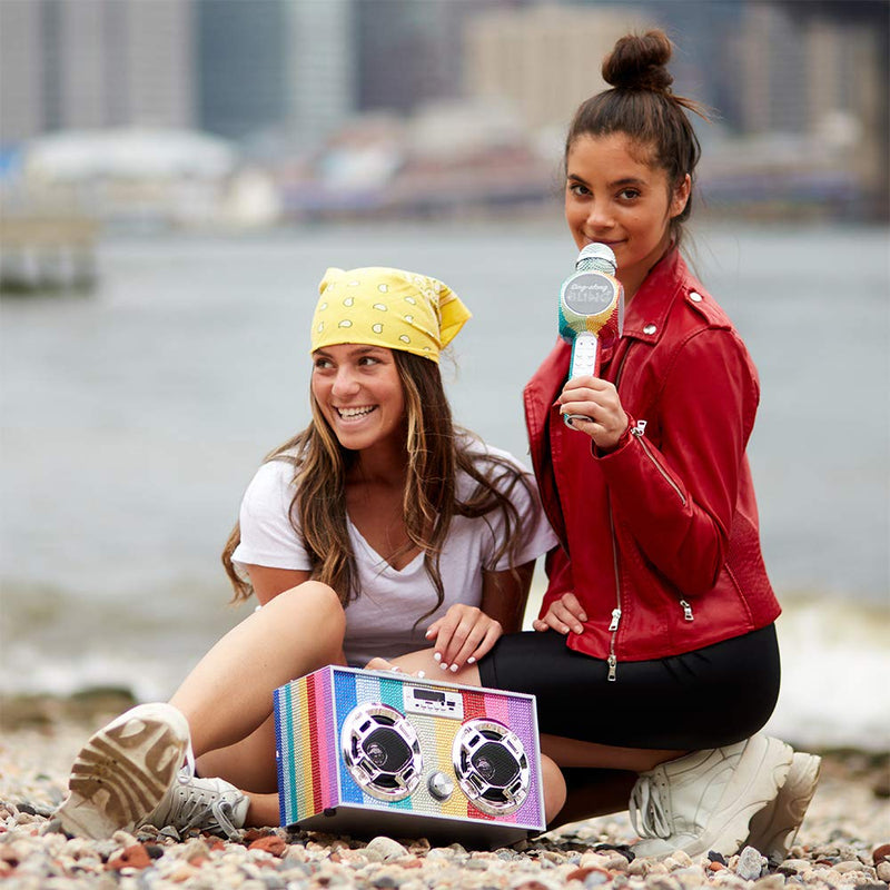 [AUSTRALIA] - Wireless Express - Sing-Along Bling Bluetooth Karaoke Microphone and Bluetooth Stereo Speaker All-in-One (Rainbow Bling) Rainbow Bling 