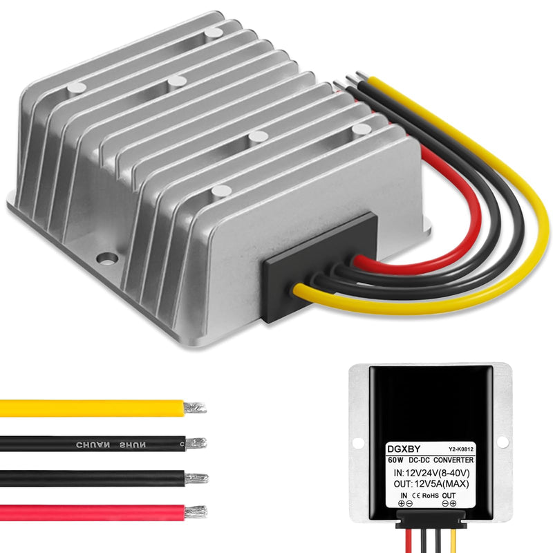 1 x DC 8V-40V to 12V 5A 60W Voltage Converter Automatic Step Up Down Voltage Regulator Converter Waterproof DC-DC 12V Voltage Stabiliser Voltage Limiter for Fan Motor