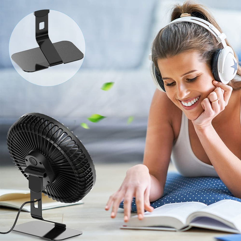Svinkal USB Desk Fan, 6 Inch Ultra-quiet Desktop Table Fan, 90° Adjustment , USB Powered, 4 Speeds Powerful Desktop Table Fan, Portable Mini Desktop Table Fan for Home Bedroom Office RV Outdoor Travel (Black) TF61 FAN 6"
